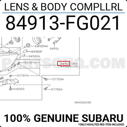 Japon İmpreza (Ge, Gh) 1.5:2.0  2008 2011 Far Sağ Krom (Oem No:84913Fg020)