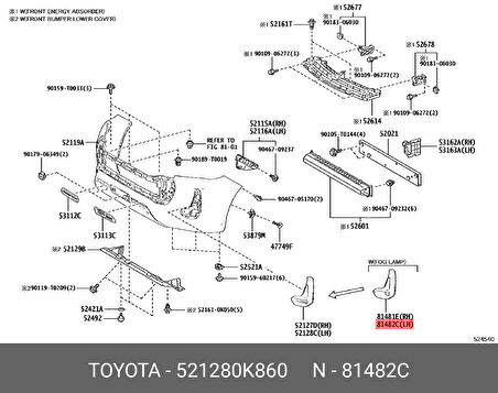 Sis Lamba Kapağı Hilux 2020 Sonrası Adventure-Hı-Cruıser Sol Sis Delikli (Oem No:521280K860)