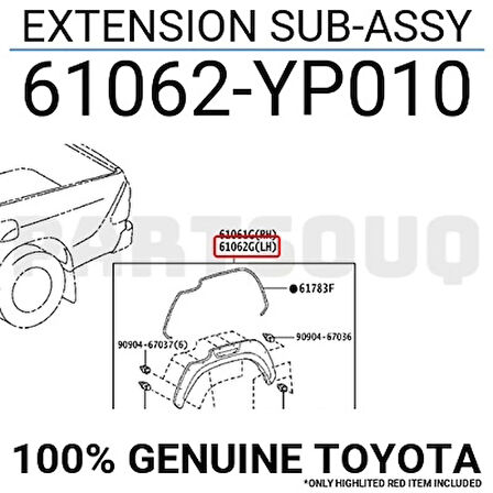 Dodik Çamurluk Hilux 2020 Sonrası Arka Sol (Oem No:61062Yp010)