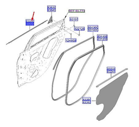 Cam Sıyırıcı I-2020 2021 Sonrası Arka Kapı Dış Sağ (Siyah) (Oem No:83220Q0000)