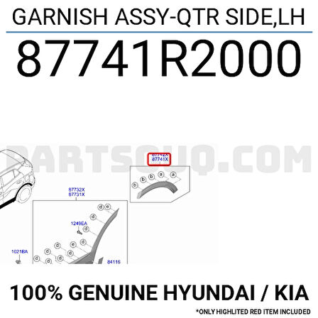 Dodik Stonic Arka Çamurluk Çıtası 2018-2021 Sol (Oem No:87741H8400)