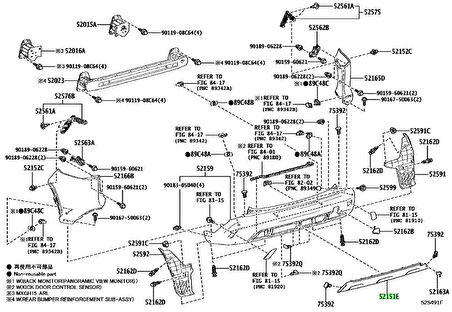 Toyota Corolla- Cross- 2022-2024  Arka Tampon Bandı Orta Siyah (Tyg) (Oem No:5215116903)