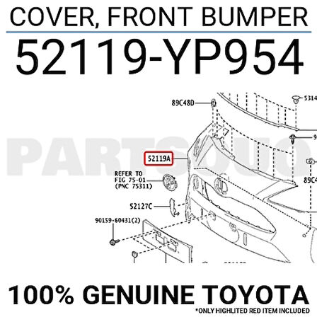 Toyota Yaris Cross- 2022-2024  Ön Tampon Siyah Sensör Deliksiz (Tyg) (Oem No:52119Yp954)