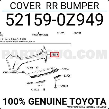 Toyota Corolla- Hb- 2020-2022  Arka Tampon Siyah (Tyg) (Oem No:521590Z949)