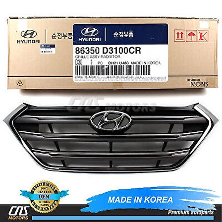 Hyundai Tucson- 2015-2018  Ön Panjur Siyah Nikelaj Çıtalı (Tyg) (Oem No:86350D3100Cr)