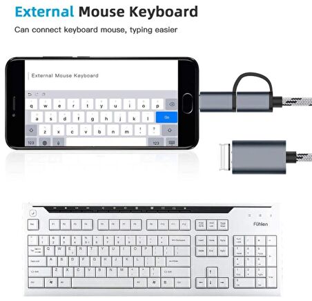 Usb 3.0 Otg To Type C Micro Usb Data Şarj Çevirici Dönüştürücü Adaptör