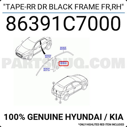 Hyundai i30 2007-2011 Arka Sağ Kapı İskelet Şeridi Oem No (863912L000)