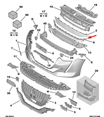 opel combo- 2024-2025  ön cam kenar plastiği sol (sılgı panelı) Oem No (98194142XT)