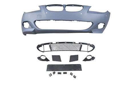 bmw 5 serı- 5 serisi- 2004-2007  ön tampon (ızgaralı//plaka plast.)sen.delıklı 18mm/f.yık.lı) (m-tech) astarl Oem No (A51117897208S2)