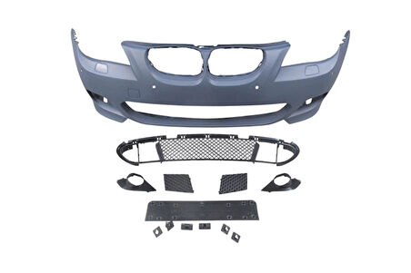 bmw 5 serı- 5 serisi- 2004-2007  ön tampon (ızgaralı//plaka plast.)sen.delıklı 18mm/f.yık.lı) (m-tech) astarl Oem No (A51117897208S2)