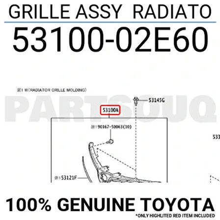 Corolla 2019- Panjur Nikelaj Çıtalı Oem No (53100-02E60)