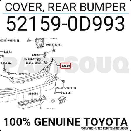 Toyota Yaris Arka Tampon Reflektör Delıklı 2011- (Oem No:  521590D993)