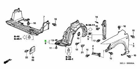 Honda City Ön Çamurluk Davlumbazı Sağ 2004- (Oem No:  74101Selt10)