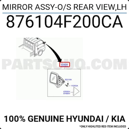 Hyundai  H1 00/Porter Dış Ayna Manuel Sol 2004- (Oem No:  876104F200Ca)