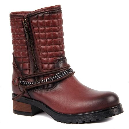 Saillakers - Bordo Renk Kadın Deri Bot