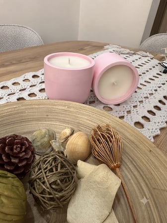 Dekoratif Beton Mum | El Yapımı | Pembe