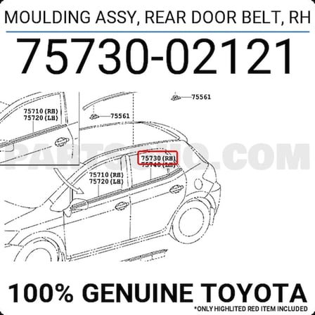 Toyota Auris 2006-2012 Cam Sıyırıcı Dış Arka Sağ Sıyah (Oem No: 7573002121)