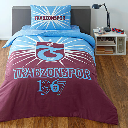 TAÇ LİSANSLI TRABZONSPOR LIGHT GLOW TEK KİŞİLİK PAMUK NEVRESİM TAKIMI