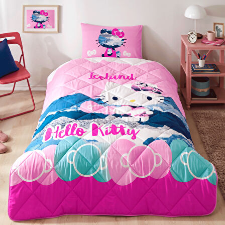 Taç Lisanslı Hello Kitty Iceland Tek Kişilik Yorgan Seti