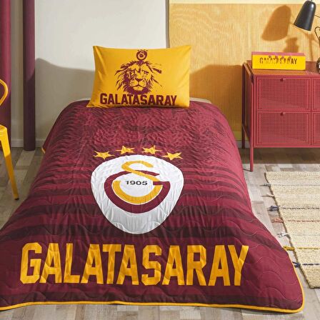 Lisanslı Galatasaray Stripe Tek Kişilik Yatak Örtüsü Seti