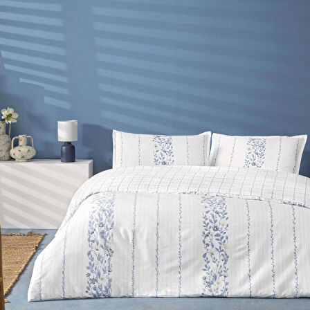 Linens Allday Pearl Pamuk Saten King Nevresim Takımı Mavi