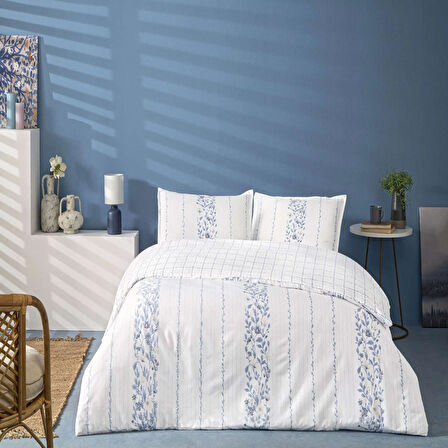 Linens Allday Pearl Pamuk Saten King Nevresim Takımı Mavi