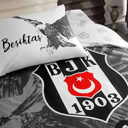 Taç Lisanslı Beşiktaş Kartal Tek Kişilik Pamuk Nevresim Takımı