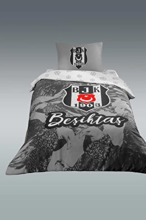 Taç Lisanslı Beşiktaş Kartal Tek Kişilik Pamuk Nevresim Takımı