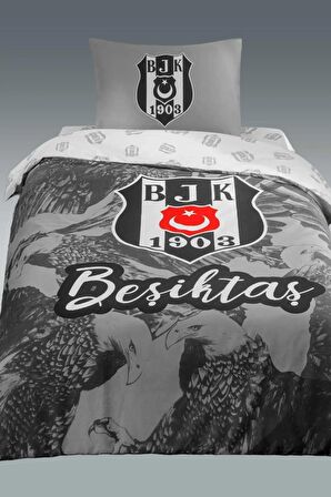 Taç Lisanslı Beşiktaş Kartal Tek Kişilik Pamuk Nevresim Takımı