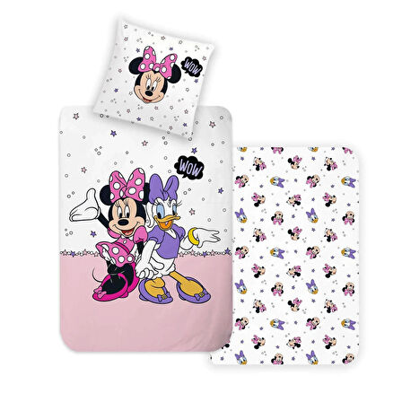 Lisanslı Disney Minnie&Daisy Pamuk Çift Kişilik Çift Taraflı Nevresim Seti