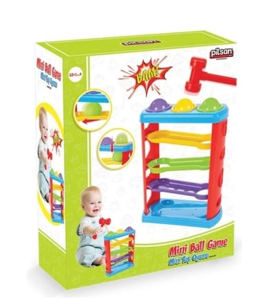 Pilsan 2'li Eğitici Bebek Oyuncak Seti Mini Top Oyunu ve Afacan Çekiç Bultak Oyuncak Seti