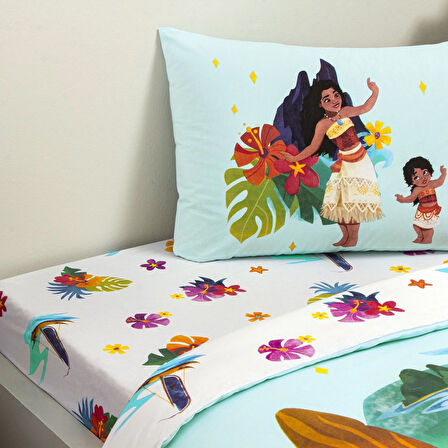 Taç Lisanslı Disney Moana Tek Kişilik Pamuk Nevresim Takımı