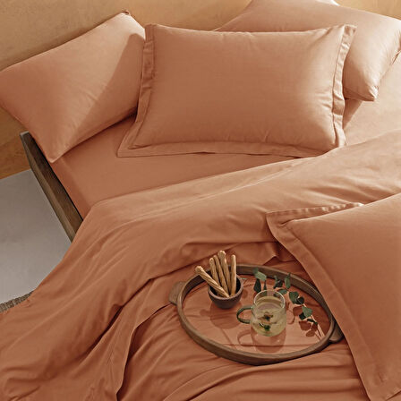 Linens Mix&Match Pamuk Saten Tek Kişilik Lastikli Çarşaf Turuncu