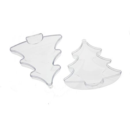 12 Adet 10X7cm Plastik Kutu Çam Ağacı Yılbaşı Kutusu