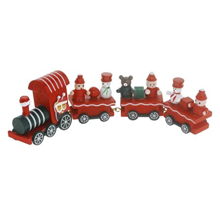 23X7cm Ahşap Yılbaşı Tren Kırmızı