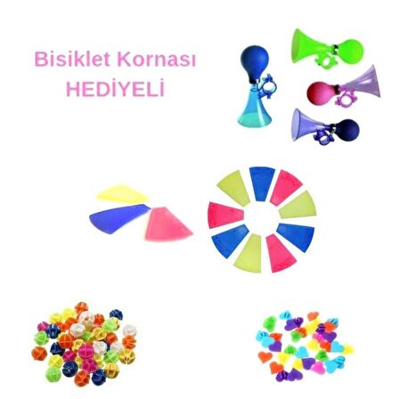 Bisiklet Korna Hediyeli Bisiklet Jant Süsü Seti Bisiklet Kalp Boncuk Palet 