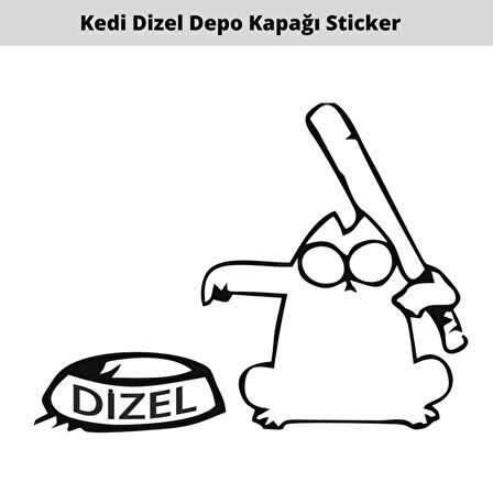 Kedi Sopalı Depo Kapağı Oto Sticker 15 CM