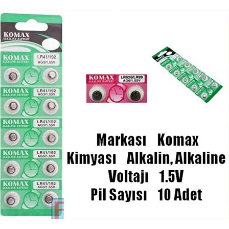 Alkalin AG 3 Pil LR41/192 Saat Terazi Tartı Oyuncak Pili