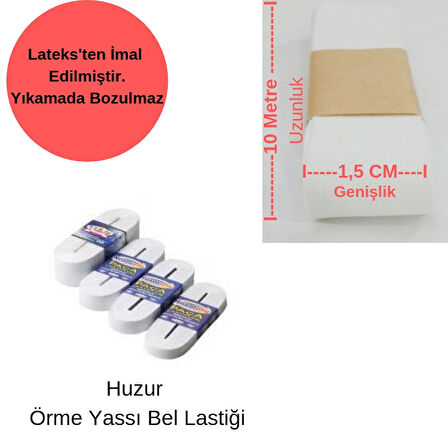 Beyaz Don Lastiği 1.5 cm Yassı Bel Paça Lastik Maske Lastiği