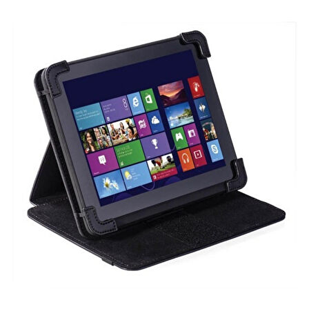 Universal 20.5 x 16.5 cm Ölçlerinde Siyah Suni Deri Tablet Kılıfı