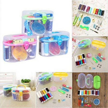 İp İğne Makaslı Mezuralı Mini Dikiş Seti Çantalı Dikiş Seti