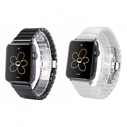 Ally Apple Watch 7-8 41mm 6-5-4 40mm Kayış Kordon Seramik Metal 3-2-1 38mm