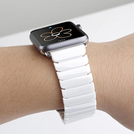 Ally Apple Watch 7-8 41mm 6-5-4 40mm Kayış Kordon Seramik Metal 3-2-1 38mm