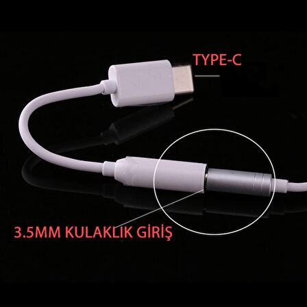 Type-C 3.5mm Kulaklık Dönüştürücü Aparat Aux Çevirici Adaptör