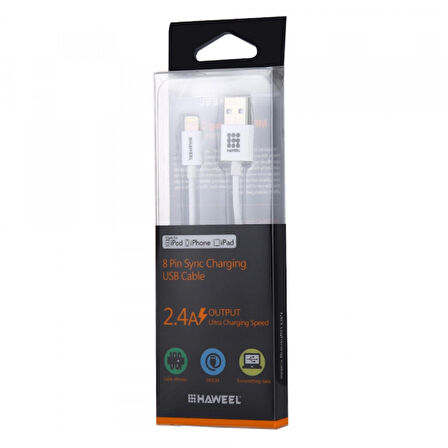 Haweel Mfi Lisanslı Lightning İPhone 11-11Pro-XS-XR-8-7 Usb Kablo