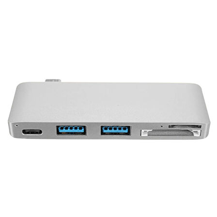 5in1 Usb-C Hub 3.0 Type-C Şarj Kart Okuyucu Type-C Adaptör (Gümüş)