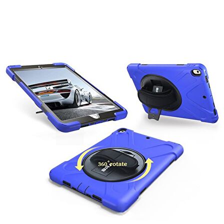 Ally İpad Pro 10.5, 3 Katmanlı Standlı Zırh Kılıf-Shockproof Case MAVİ