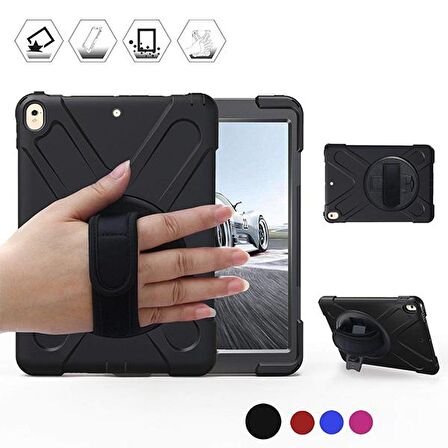 Ally İpad Pro 10.5, 3 Katmanlı Standlı Zırh Kılıf-Shockproof Case SİYAH