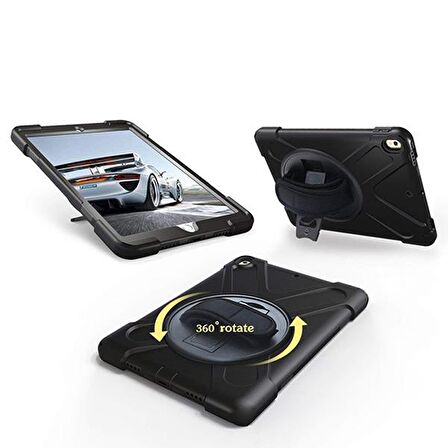 Ally İpad Pro 10.5, 3 Katmanlı Standlı Zırh Kılıf-Shockproof Case SİYAH