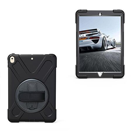 Ally İpad Pro 10.5, 3 Katmanlı Standlı Zırh Kılıf-Shockproof Case SİYAH